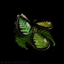 Load image into Gallery viewer, Fern Drop -- Preserved Fern Pendant in Brass | Hibernacula
