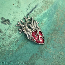 Load image into Gallery viewer, Red Heart, Heart of Stone -- Anatomical Heart Pendant in Bronze or Silver | Hibernacula
