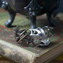 Load image into Gallery viewer, Nocturne -- Bat Wing Spiral Ring in Bronze or Silver | Hibernacula
