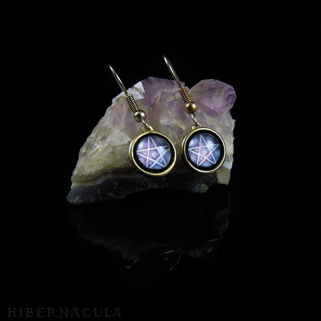 Pentagram Earrings -- Bound in Brass | Hibernacula