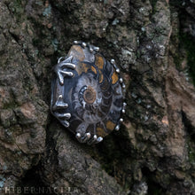 Load image into Gallery viewer, Ammonite Moon -- Fossil Red Ammonite in Bronze or Silver | Hibernacula
