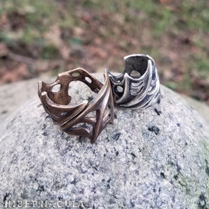 Nocturne -- Bat Wing Spiral Ring in Bronze or Silver | Hibernacula