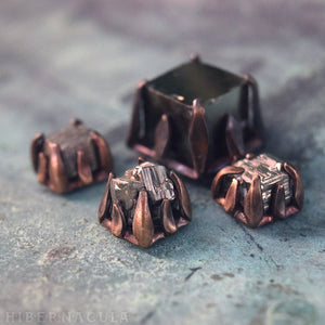 Tiny Pyrite Cube -- Cubic Pyrite Crystal set in Bronze or Silver | Hibernacula