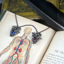 Load image into Gallery viewer, Heart of Stone -- Lapis Lazuli or Cherry Quartz Miniature Anatomical Heart Pendant | Hibernacula

