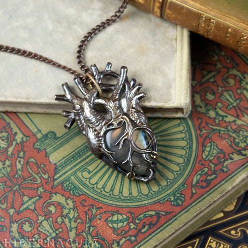 The Mystic Heart -- Rainbow-Gold Labradorite Pendant in Bronze or Silver | Hibernacula