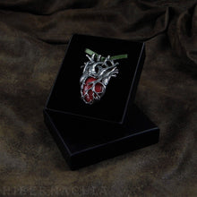 Load image into Gallery viewer, Red Heart, Heart of Stone -- Anatomical Heart Pendant in Bronze or Silver | Hibernacula
