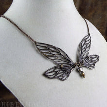 Load image into Gallery viewer, Faerie Wing Necklace -- In Bronze or Silver | Hibernacula
