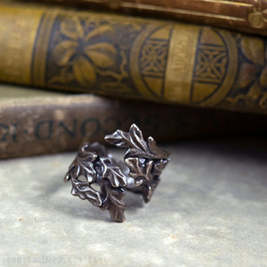 Wise Oak -- Leaf Wrap Ring in Bronze or Silver | Hibernacula