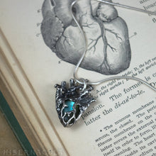 Load image into Gallery viewer, Heart of Stone -- Labradorite, Moonstone or Chalcedony Miniature Anatomical Heart Pendant | Hibernacula
