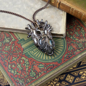 The Mystic Heart -- Rainbow-Gold Labradorite Pendant in Bronze or Silver | Hibernacula