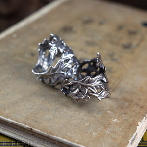 Wise Oak -- Leaf Wrap Ring in Bronze or Silver | Hibernacula