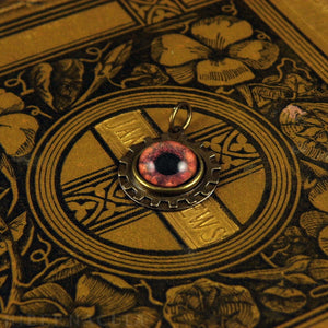 Steampunk Emblem -- Red / Beast -- Brass Gear Pendant | Hibernacula