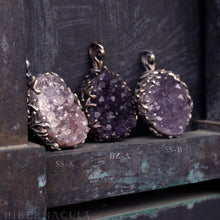 Load image into Gallery viewer, Amethyst Nest -- Amethyst Geode in Bronze or Silver | Hibernacula
