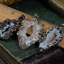 Load image into Gallery viewer, Worlds Within Worlds -- In Silver with Agate, Carnelian, Druzy Quartz Crystal | Hibernacula
