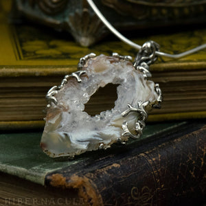 Worlds Within Worlds -- In Silver with Agate, Carnelian, Druzy Quartz Crystal | Hibernacula