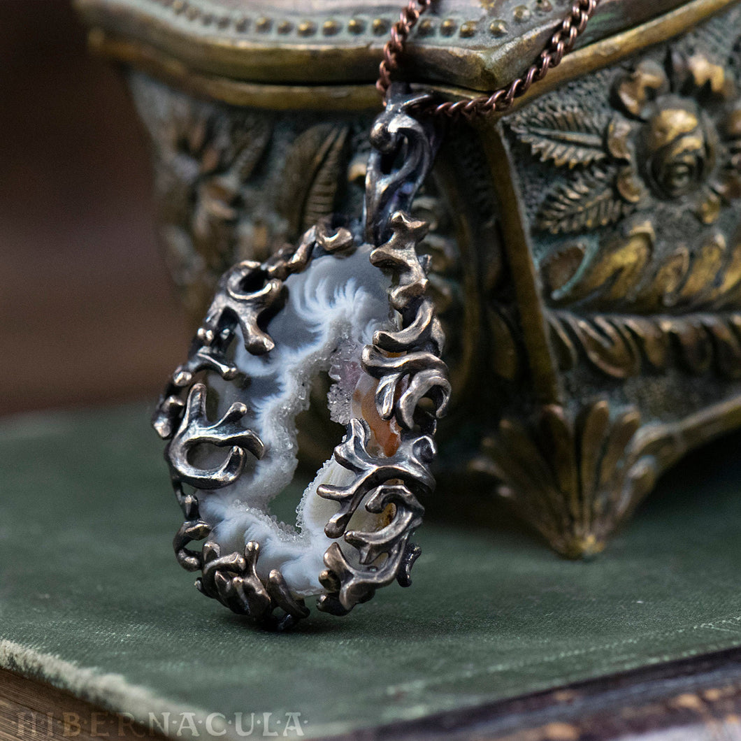 Worlds Within Worlds -- In Bronze with Agate, Carnelian, Druzy Quartz Crystal | Hibernacula