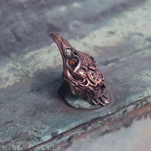 Load image into Gallery viewer, Firebird -- Bird Skull Ring in Bronze or Silver | Hibernacula

