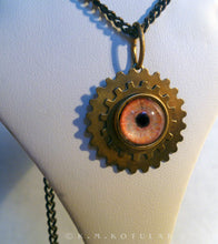 Load image into Gallery viewer, Steampunk Emblem -- Orange / Lion -- Brass Gear Pendant | Hibernacula
