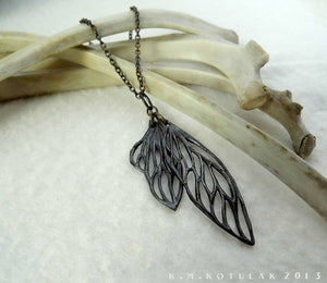 Cicada Wings -- Pendant in Bronze or Silver | Hibernacula