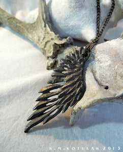 Fallen Angel Wing -- Pendant in Bronze or Silver | Hibernacula