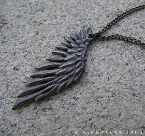 Fallen Angel Wing -- Pendant in Bronze or Silver | Hibernacula