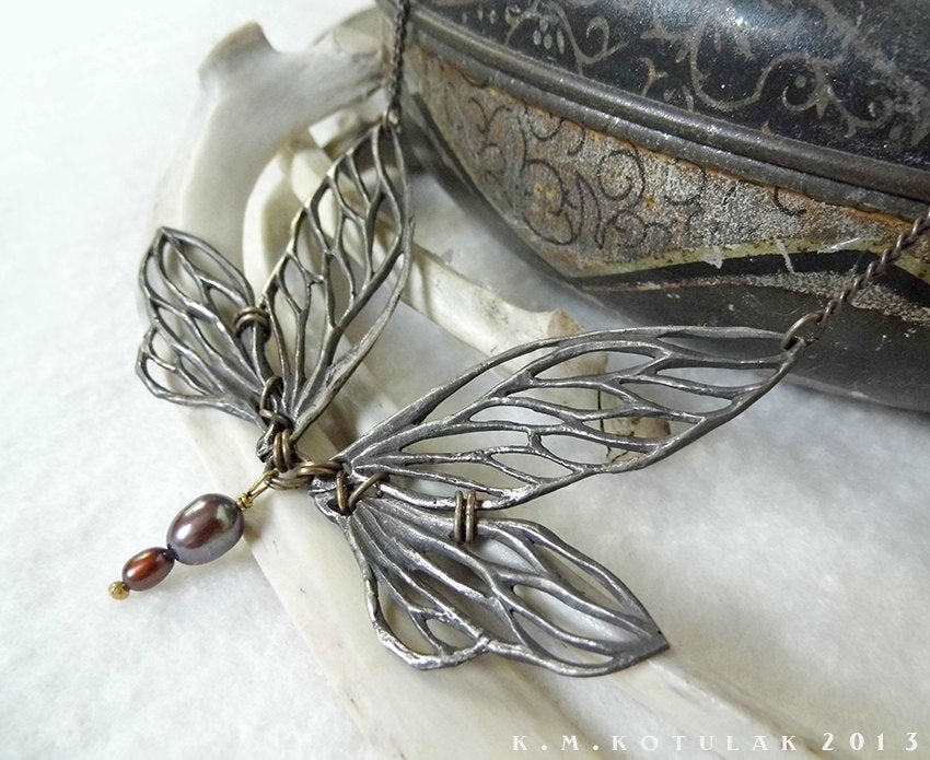 Faerie Wing Necklace -- In Bronze or Silver | Hibernacula