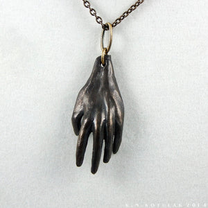 Reach & Grasp -- Hand Pendants in Bronze or Silver | Hibernacula