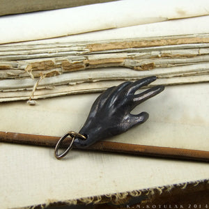 Reach & Grasp -- Hand Pendants in Bronze or Silver | Hibernacula