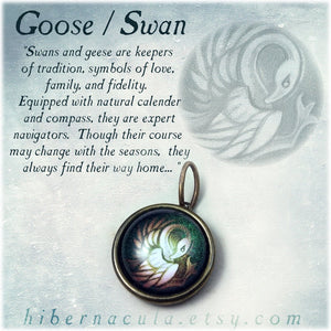 Swan / Goose Spirit -- Brass Animal Totem Pendant | Hibernacula