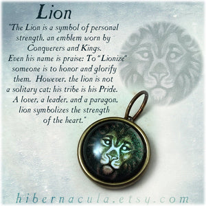 Lion Spirit -- Brass Animal Totem Pendant | Hibernacula