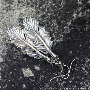 Owl Feather -- Earrings in Bronze or Silver | Hibernacula