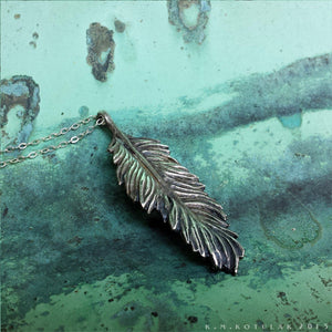 Owl Feather -- Pendant in Bronze or Silver | Hibernacula