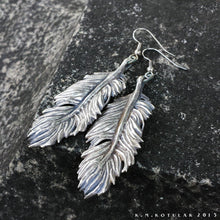 Load image into Gallery viewer, Owl Feather -- Earrings in Bronze or Silver | Hibernacula
