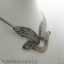 Load image into Gallery viewer, Gossamer -- Faery Wing Necklace in Bronze or Silver | Hibernacula
