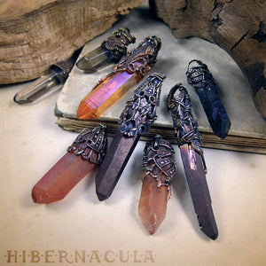 Fire Quartz -- Crystal & Filigree Pendant | Hibernacula